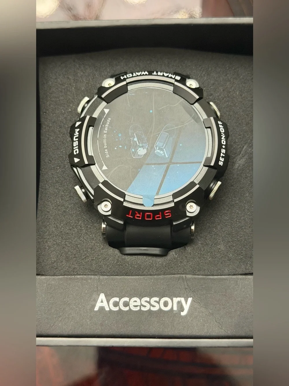 Black Sport Smart Watch with Music Display